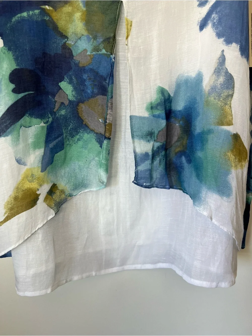 Habitat 2 Piece Button-Front Shirt & Tank Watercolor Floral Spring Linen Blend - Picture 13 of 16